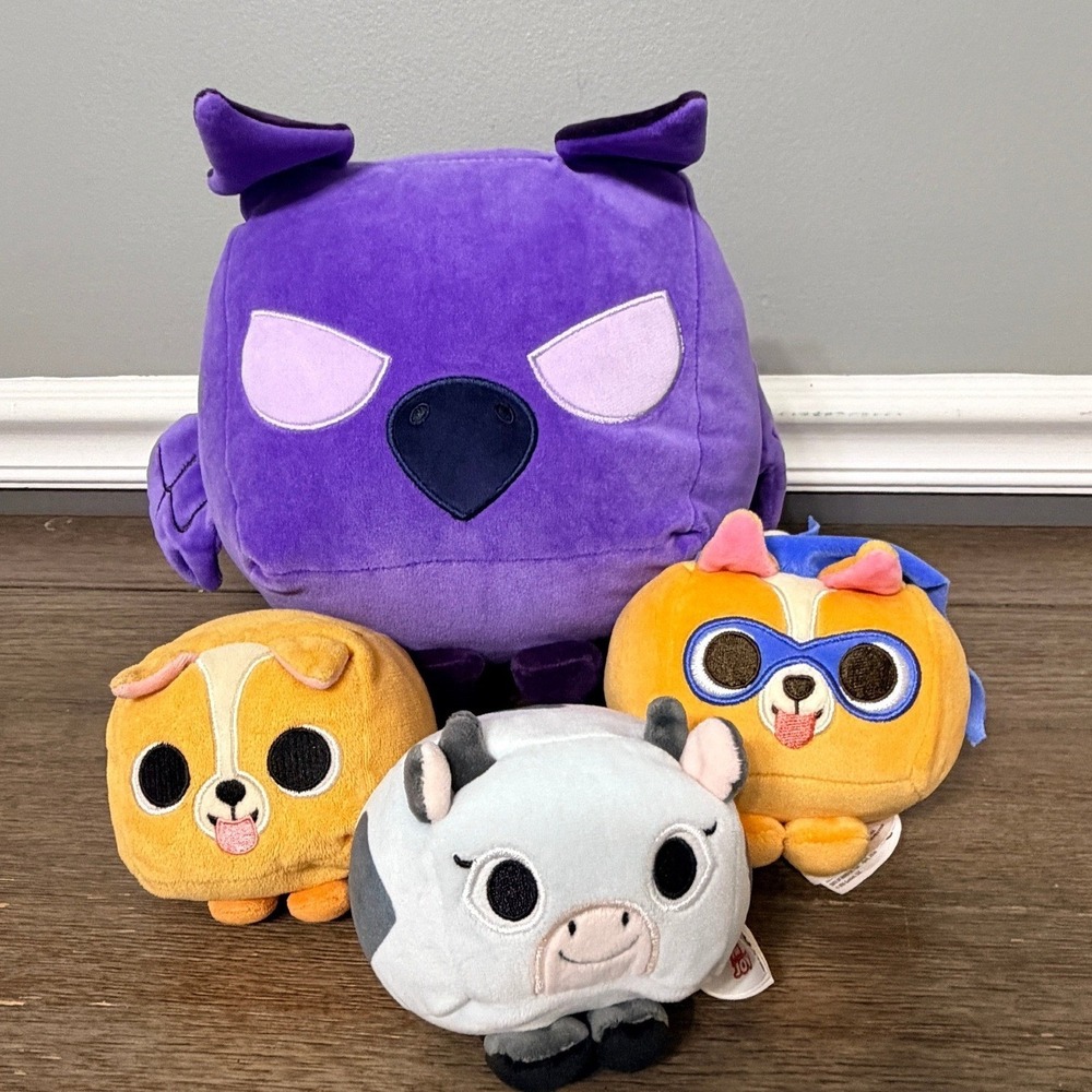 Roblox Pet Simulator Plush Lot 4pc Purple Owl Dog Cow Superhero Cat Stuffed Toy